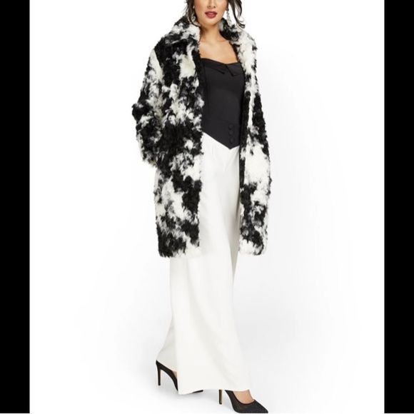 New York & Company Jackets & Blazers - Black and white faux fur jacket New York and Company
